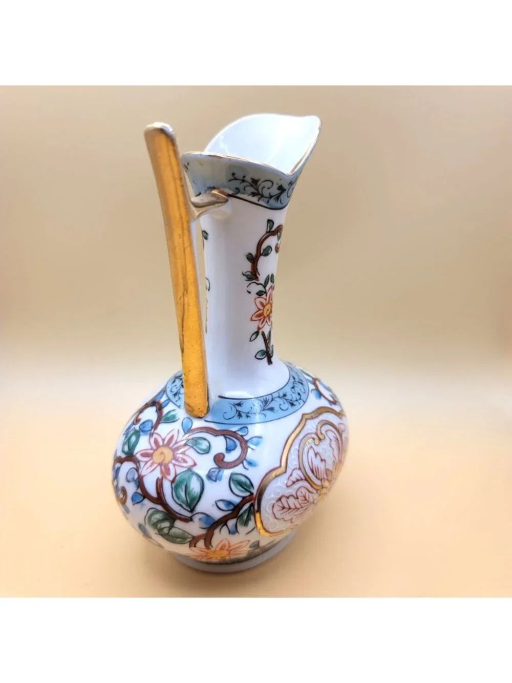 Vintage Hand-Painted Wine Pitcher Porcelain Lenwile Ardalt Ewer Floral sm2007